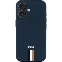 BOSS Mattblaue iPhone 16 Hülle mit Signature-Streifen Grösse ONESI