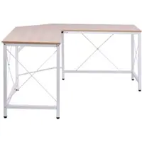MODFU Eckschreibtisch L Form 150x150x76 cm Natur, MDF melaminbeschichtet, Stahlgestell pulverbeschichtet, große Arbeitsfläche, verstellbare Füße
