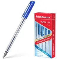Erich Krause Kugelschreiber 0,26mm 12er Pack Blau - Kulis Kulischreiber Stifte Schreibstifte für Schule & Bürobedarf - Ultra-10