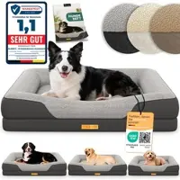ELONEO Orthopädisches Hundebett, Grau - Größe M