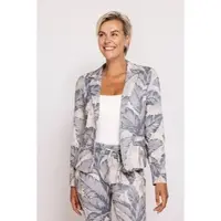 Zhrill Kurzblazer "ZHBETSY", Damen, Gr. XL, sand, Blazer Kurzblazer, grafisches Allover-Muster, tailliert