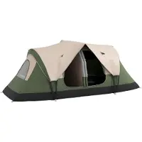 Outsunny Campingzelt, Tunnelzelt für 6-8 Personen, mit Lichthaken, Meshfenster, Orange