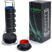 Famanu Espresso Tassen Set 6 x 75 ml - Le Papillon Kollektion (Bunt)