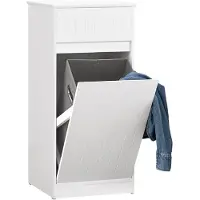 SoBuy BZR110-W Wäscheschrank mit Wäschetruhe Wäschesammler mit Schublade Wäschekorb Badschrank Wäschesack Badezimmermöbel Weiß BHT ca: 40x86x39cm