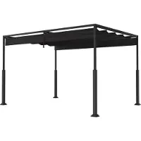 JOIEYOU 3x4m Garten Pergola Stabile Gartenlauben mit Stahlrahmen & Schiebedach, 245cm Hoch Pavillon mit UV-Schutz Einziehbar Welle Überdachung Partyzelt für Balkon Terrasse Strand (Schwarz)