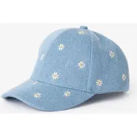 Sissy-Boy Jeanskappe Mit Blumenstickerei - Blau
