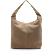 Manfield Beigefarbener Veloursleder-Shopper | Größe Onesize
