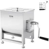 Vevor manueller Fleischmischer Fleischverarbeitungsgerät (maximales Mischen von 13,6 kg Fleisch), Fleischmischer aus Edelstahl, Wurstmischer mit Untersetzungsgetriebe, Handmixer für Hackfleisch