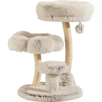 Fudajo Designer Kratzbaum 49 x 49 x 74 cm, Katzenkratzbaum mit Plüsch und Sisal, Kletterbaum für Katzen, Katzenbaum mit Spielball