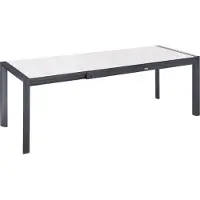 Beliani Gartentisch Beige HPL-Platte Steinoptik Rechteckig 160/220x90 cm Ausziehbar mit Metallgestell Aluminium Modern Outdoor Esstisch für 6 Personen
