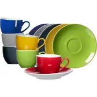 Ritzenhoff & Breker DOPPIO Espressotassen mit Untertassen 80 ml 6er Set Mix