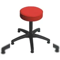 Proregal Drehhocker Indianapolis | Sitzhöhe 48-67cm | Ø 63cm | Tragfähigkeit 110kg | Kunstleder-Sitz | Kunststoff-Fußkreuz mit Gleiter | Feuerrot
