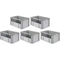 Proregal SparSet 5x Eurobox NextGen Insight HxBxT 32 x 40 x 60 cm 65 Liter Seite Offen Eurobehälter Transportbox