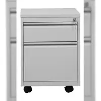 Proregal Rollcontainer Fox | 1 Schublade & 1 Hängeschub | Schwanenhalsgriff | HxBxT 62x46x60 cm | Holzabdeckplatte | Grau