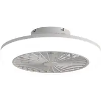 MODFU Deckenventilator mit LED Beleuchtung Weiß 46x46x15 cm flächenbündig mit Fernbedienung 60W dimmbar drei Lichtfarben DC Motor leise