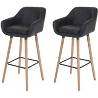 Proregal 2er-Set Barhocker Oslo mit Lehne | Sitzhöhe 79cm | Kunstleder | Schwarz | Barstuhl Tresenhocker