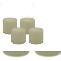 Kopschitz Kerzen 4er Set Stumpenkerzen/Adventskranzkerzen Antik Grün Ø 60 x 60 mm