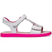 Geox Sandale "J SANDAL JOYFOOT GIR", Mädchen, Gr. 35, Synthetik, pink (weiß, pink), Lederimitat, Basic, Schuhe Sandale, Sommerschuh, Klettschuh, Größenschablone zum Download