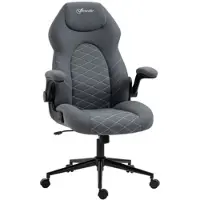 MODFU Bürostuhl 70x66x122 cm Dunkelgrau, ergonomischer Drehstuhl mit Wippfunktion, höhenverstellbar 46 bis 56 cm, klappbare Armlehnen
