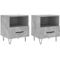 DELUKE Nachttisch RISO 2er Set Betongrau 40x35x47,5cm Beistelltisch Mit Schublade Nachtschränkchen Für Schlafzimmer