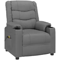 Syfax Massagesessel Grau Kunstleder, manuelle Liegefunktion, Vibrationsfunktion, 6 Massagezonen, Fernbedienung, 78,5 cm breit
