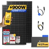 Solakon onLite: 900 Watt Balkonkraftwerk - ohne Halterung / 2.11 kWh / 3m