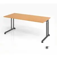 Proregal - Büromöbel mit top Leistungsdaten Schreibtisch Nilo | Buche | Graues Gestell | BxT 180x80cm | Arbeitshöhe 68-82cm | höhenjustierbar, 1cm Raster | C-Fuß-Gestell | Rechteckform