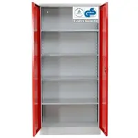 Proregal Stahlschrank BEE mit 5 verzinkten Fachböden | HxBxT 195x92x60cm | Grau-Rot | Werkstattschrank Werkzeugschrank Aktenschrank Universalschrank