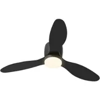 OKWISH Deckenventilator mit LED Beleuchtung und Fernbedienung Schwarz 115x115x20 cm 6 Stufen Timer Umkehrmotor 3 Lichtfarben leiser DC Motor