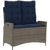 vidaXL Gartenbank Verstellbar mit Kissen Grau Poly Rattan