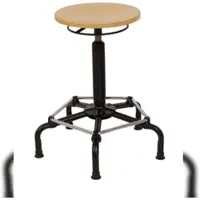 Proregal Drehhocker Atlanta, Sitzhöhe 57-76cm, Tragfähigkeit 110kg, Holz-Buche, Kunststof-Fußkreuz, Gleiter, Fußstütze, Ringauslösung, Buche