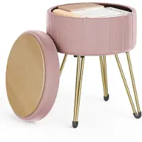 Songmics Sitzhocker mit Stauraum und 4 Metallbeinen pastellrosa B34LOM003R01