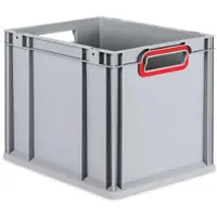 Proregal Eurobox NextGen Color | HxBxT 32x30x40cm | 30 Liter | Griffe rot offen | Glatter Boden | Eurobehälter, Transportbox, Transportbehälter