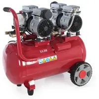 Geotech S-AC50-8-10x2 - Leiser elektrischer Kompressor mit 2 Zylinderköpfen 50 Lt oilless - 2 PS