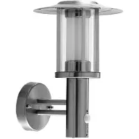 LINDBY LED-Außenwandlampe Gregory, Sensor, edelstahl, IP44