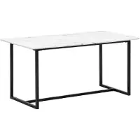 Wohnling Esszimmertisch 200x90x76 cm Küchentisch Weiß in Marmor-Optik Modern Esstisch Groß Speisetisch Rechteckig Tisch Esszimmer mit Metallbeinen