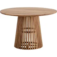 Wohnling Esszimmertisch 120x120x77 cm Akazie Massivholz Hellbraun Esstisch Modern Küchentisch Massiv mit Gittergestell Holztisch Esszimmer Rund