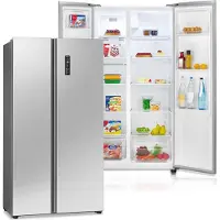 Bomann Side by Side Kühl Gefrierkombination mit Total No Frost und 442L Nutzinhalt, Kühlschrank mit MultiAirflow-Technologie - SBS 7344 inox