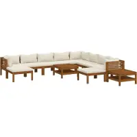 vidaXL 12-tlg. Garten-Lounge-Set mit Creme Kissen Massivholz Akazie