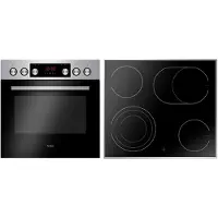 Amica EHCX 933 110 E, Herd-Set, Glaskeramik-Kochfeld, Fine Design, Edelstahl, XXL-Großbackofen,
