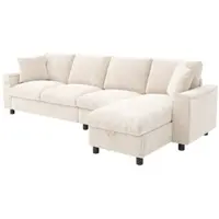 STILVORA Ecksofa 280x137x84 cm Beige mit Stauraum, ausklappbarem Couchtisch und USB-Anschluss – Multifunktional und platzsparend