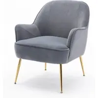 OKWISH Akzentstuhl 66x66x80cm mit Samtbezug in Grau und goldenen Metallbeinen, ergonomisch mit verstellbaren Füßen, bequem und stilvoll