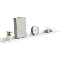 Songmics Wandregal, Wandbrett, für Bilderrahmen und Bücher, 110 x 10 cm, hochglänzendes Finish, weiß