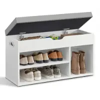 Vasagle Schuhbank mit 3 offenen Fächern wolkenweiß LHS030W01