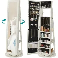 Songmics Ganzkörperspiegel mit Wandmontage, All-in-One Schmuckschrank, Standspiegel für Mädchenzimmer