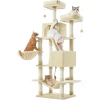 Feandrea Kratzbaum groß 2 Plattformen Plüschbälle beige PCT165M01