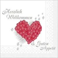 Sovie HORECA Serviette Herzlich Willkommen in Weiß aus Tissue 40 x 40 cm, 5x100 Stück