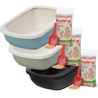 Peewee EcoGranda Katzenklo Starter-Paket - Schwarz/Schwarz