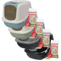 Peewee EcoDome Katzentoilette Starter-Paket - Schwarz/Schwarz