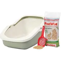 Peewee EcoMinor Katzentoilette Starter-Paket - Salbeigrün/Creme